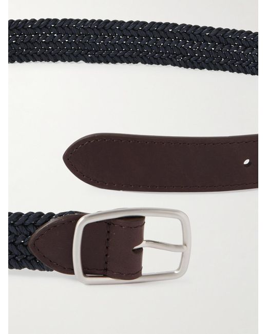 Loro Piana Black 3cm Leather-trimmed Woven Cotton Belt for men