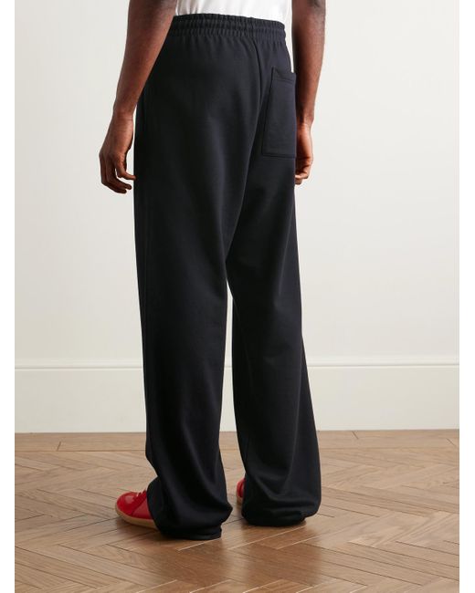 Dries Van Noten Blue Straight-Leg Cotton-Jersey Sweatpants for men