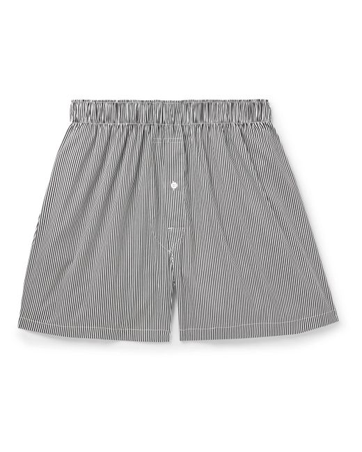 Maison Margiela Gray Straight-leg Striped Cotton-blend Poplin Shorts for men