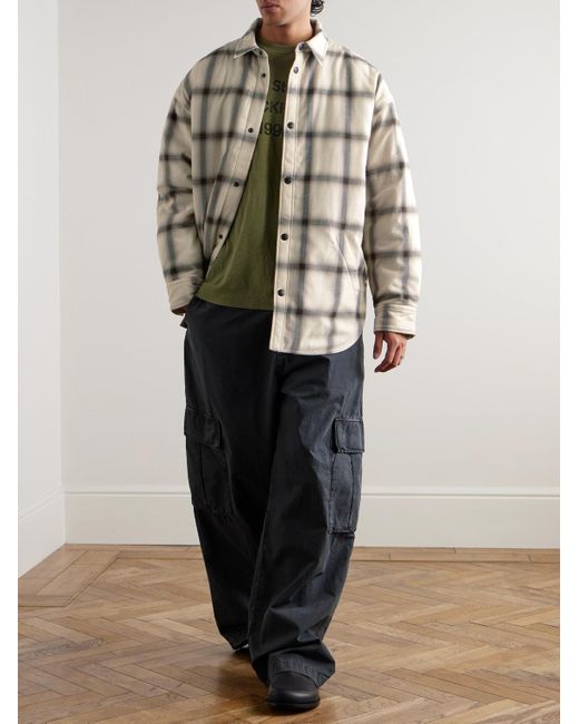Acne Natural Osara Oversized Padded Checked Cotton-flannel Overshirt for men