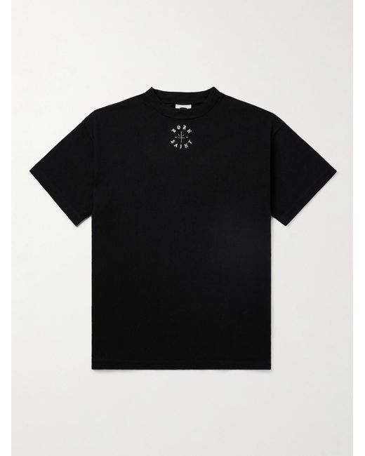 Born X Raised T-shirt in jersey di cotone ricamato con logo di SAINT Mxxxxxx in Black da Uomo
