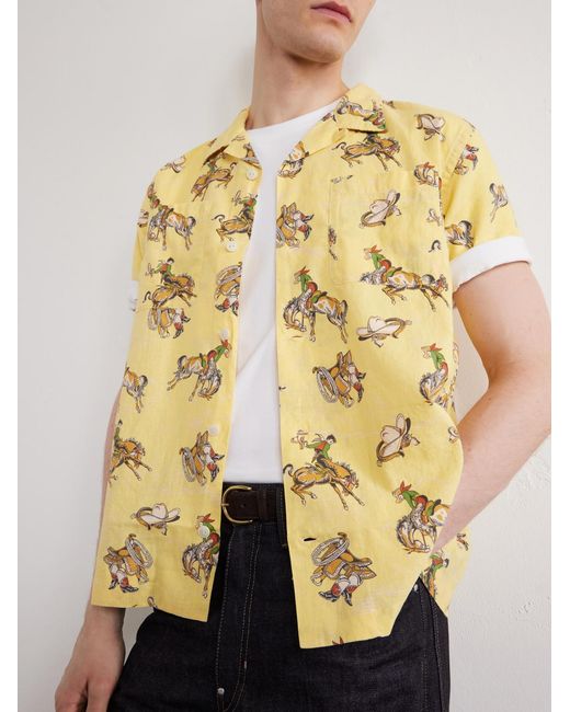 RRL Metallic Convertible-Collar Printed Linen And Cotton-Blend Shirt for men