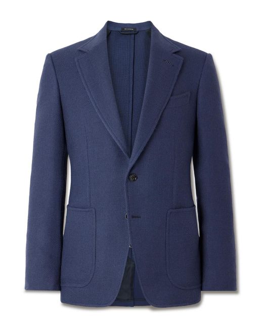 Tom Ford Blue Shelton Wool, Mohair, Silk And Linen-Blend Blazer for men