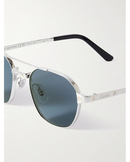 Cartier Blue Santos De Cartier Aviator-Style-Tone Sunglasses for men