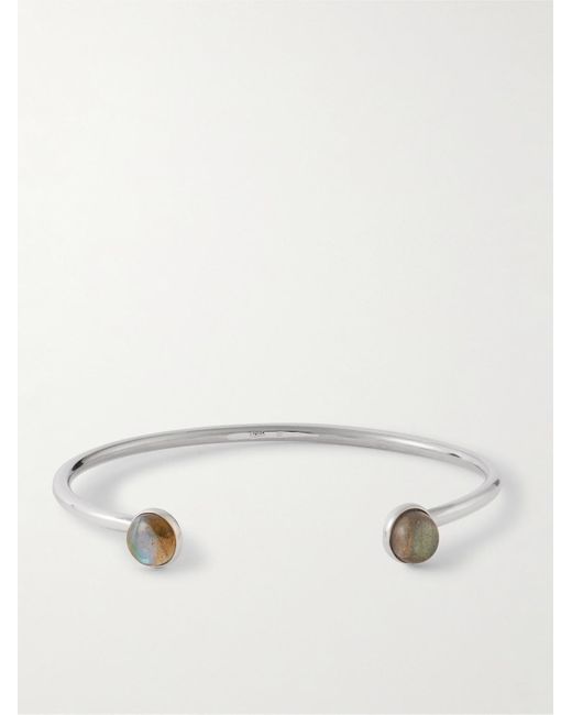 Mikia Natural Sterling Silver Labradorite Cuff for men
