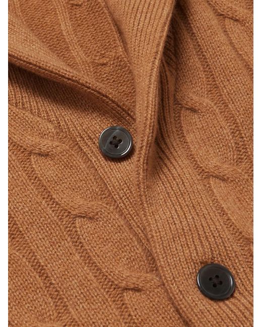 Cardigan in cashmere a trecce con collo a scialle di Polo Ralph Lauren in Brown da Uomo