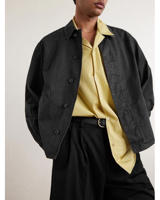 Auralee Blue Garment-Dyed Cotton-Twill Blouson Jacket for men