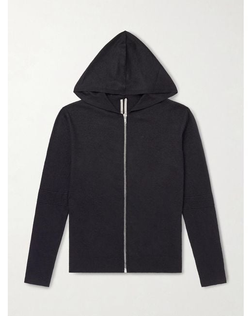 Rick Owens Blue Boiled-cashmere Zip-up Hoodie for men