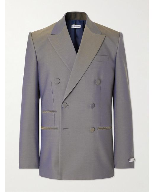 Burberry Blue Double-breasted Wool Suit Jacket for men