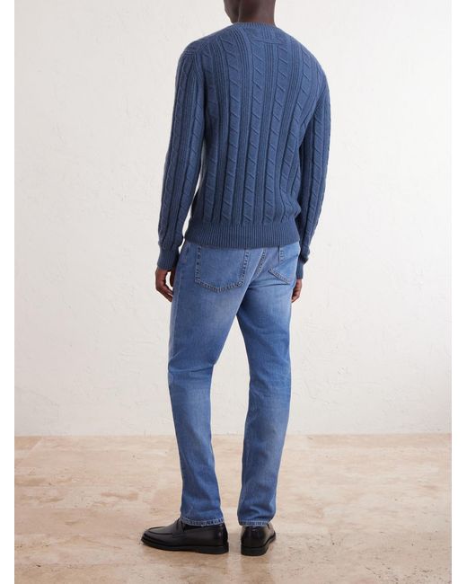 Zegna Blue Oasi Knitted Cashmere Sweater for men