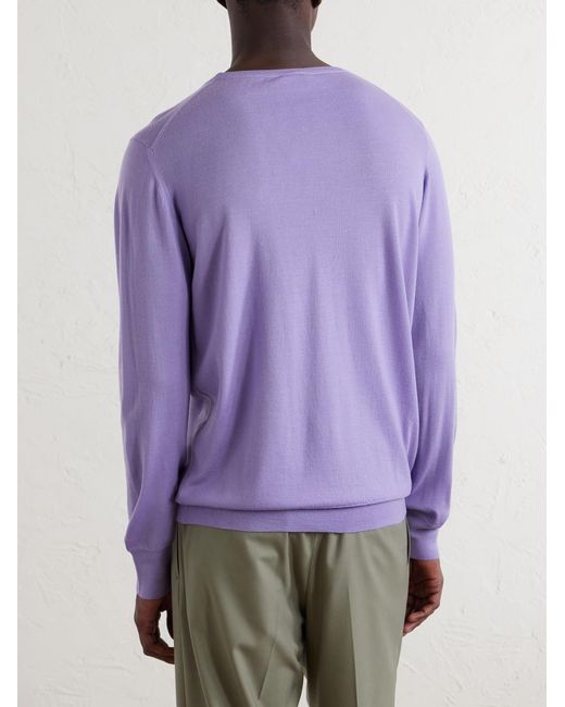 William Lockie Purple Virgin Wool Sweater for men