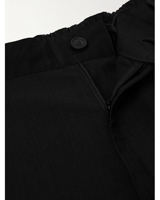 Maison Kitsuné Black Tapered Pleated Wool Trousers for men