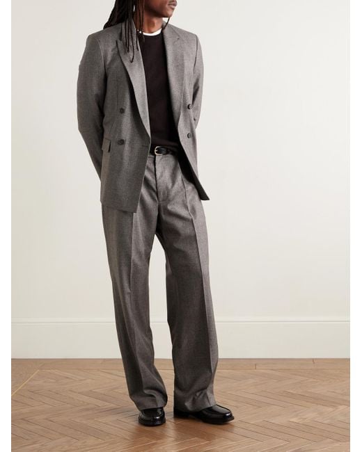 FRAME Gray Double-Breasted Virgin Wool-Flannel Suit Jacket for men