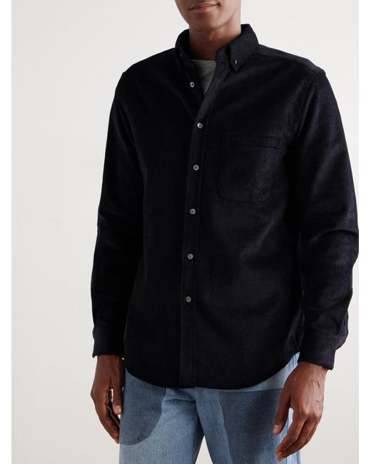 Portuguese Flannel Blue Lobo 2.0 Button-Down Collar Cotton-Corduroy Shirt for men