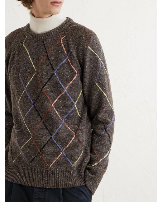 Argyle Wool And Cotton-Blend Sweater di Paul Smith in Gray da Uomo