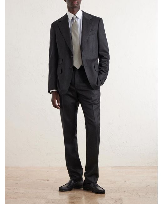 Tom Ford Blue Shelton Straight-Leg Wool-Twill Suit Trousers for men