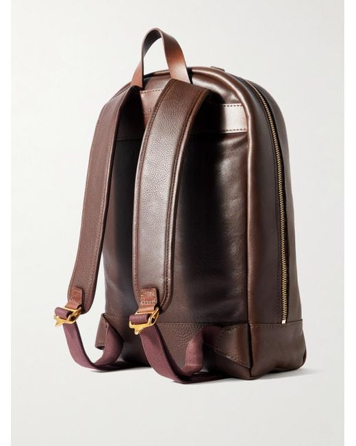 Bennett Winch Brown Logo-Debossed Full-Grain Leather Backpack for men