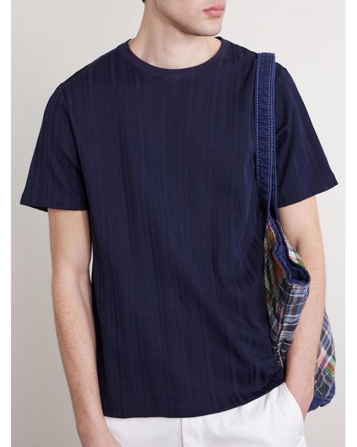 Mr P. Blue Textured Organic Cotton T-Shirt for men