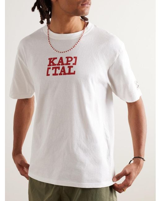 T-shirt in jersey di cotone con logo Rookie di Kapital in White da Uomo