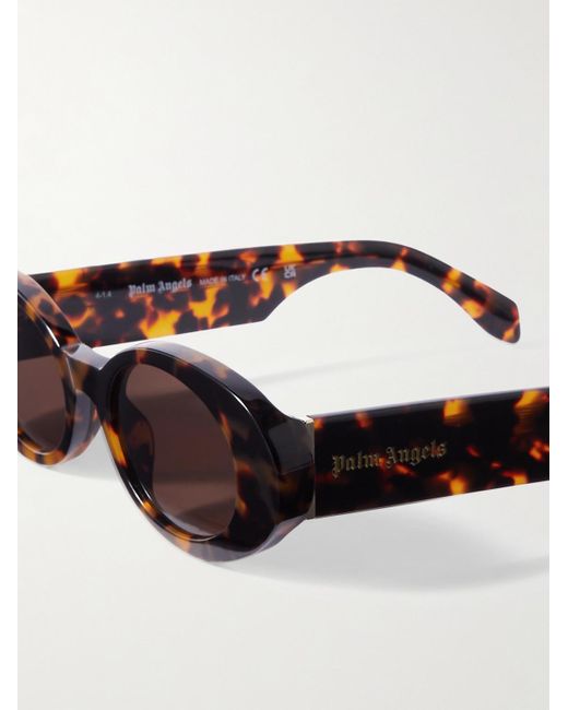 Palm Angels Black Gilroy Round-frame Tortoiseshell Acetate Sunglasses for men