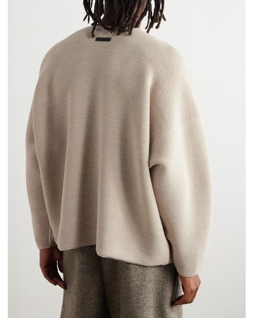 Fear Of God Natural Logo-Appliquéd Ribbed Virgin Wool Sweater for men