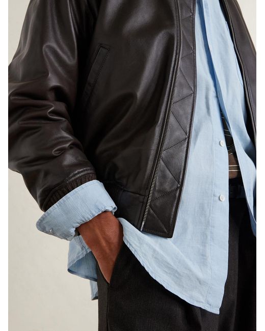 Barena Blue Button-down Collar Linen And Cotton-blend Chambray Shirt for men