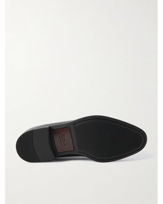 Zegna Black Leather Derby Shoes for men