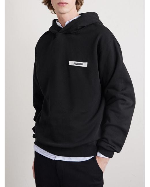 Jacquemus Blue Logo-appliquéd Cotton-jersey Hoodie for men