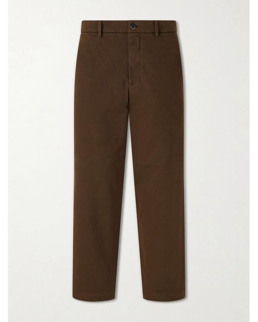 Barena Brown Straight-Leg Cotton-Blend Gabardine Trousers for men