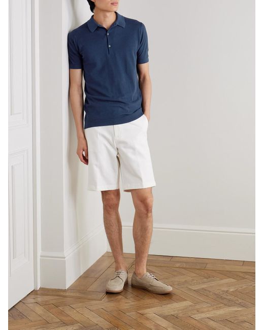 John Smedley Blue Roth Slim-Fit Sea Island Cotton-Piqué Polo Shirt for men