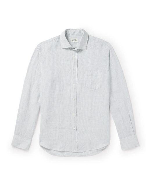 Hartford White Paul Striped Linen Shirt for men
