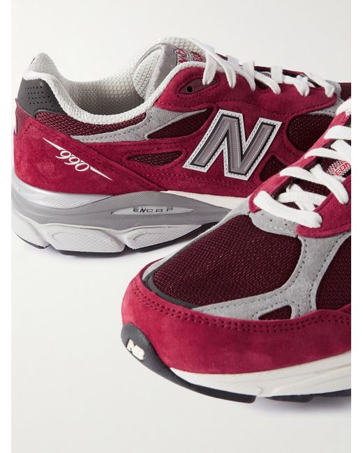 New Balance 990v3 Leather-trimmed Suede And Mesh Sneakers in Red (Pink) for  Men | Lyst