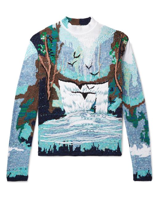 Off-White c/o Virgil Abloh Blue And White Waterfall Sweater for men