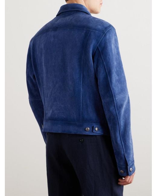 Ralph Lauren Purple Label Clifton Jacke aus Veloursleder in Blue für Herren