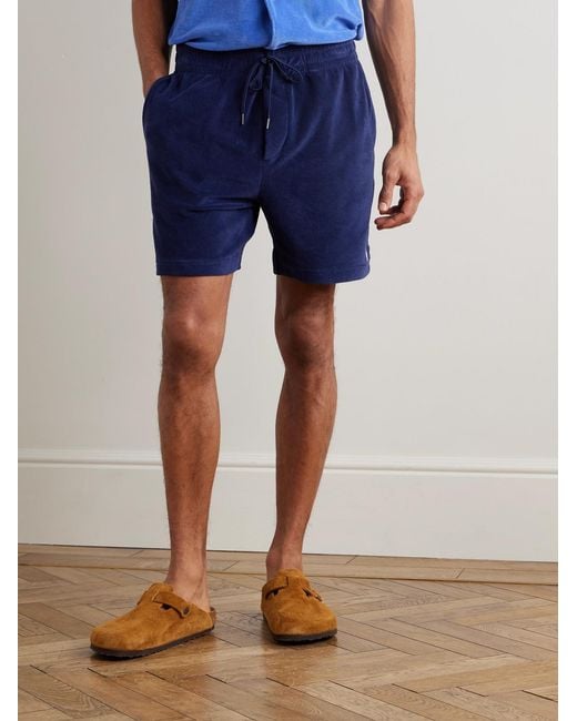 Polo Ralph Lauren Blue Cotton-Blend Terry Drawstring Shorts for men