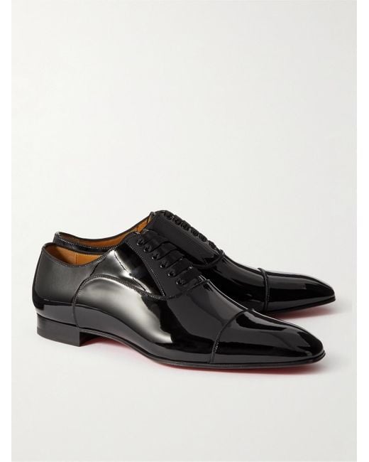 Christian Louboutin Black Greggo Patent-Leather Oxford Shoes for men