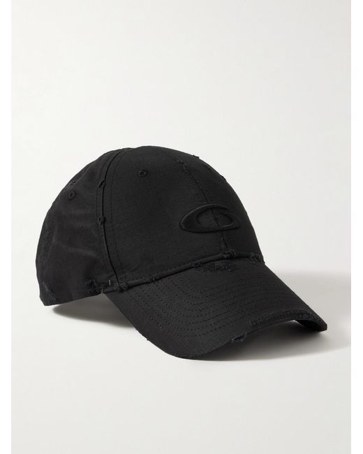 Balenciaga Black Cargo Distressed Logo-embroidered Cotton-ripstop Baseball Cap