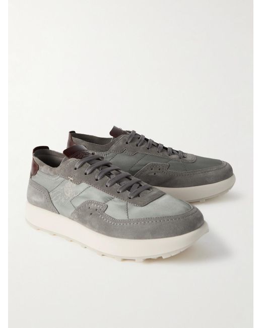 Berluti Light Track Sneakers aus Nylon und Veloursleder mit Besatz aus Venezia-Leder in Gray für Herren