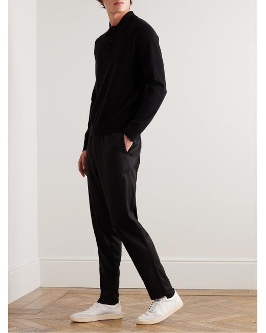 Derek Rose Black Harris 1 Slim-fit Straight-leg Stretch Lyocell And Cotton-blend Twill Trousers for men