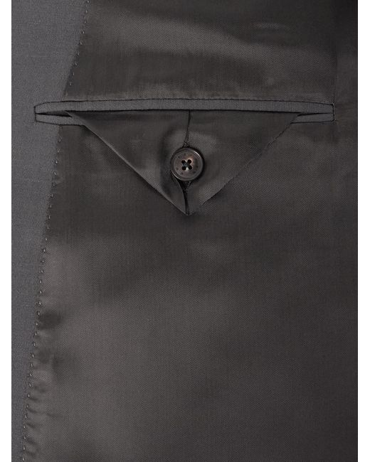 Umit Benan Black Richard Double-Breasted Silk And Wool-Blend Blazer for men