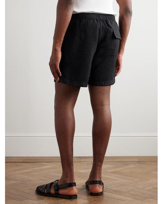NN07 Blue Ryder 5971 Straight-Leg Crinkled Tencel Modal-Blend Drawstring Shorts for men