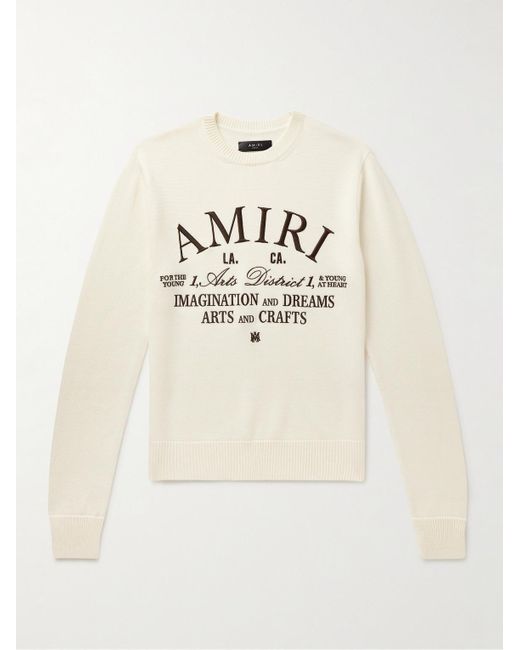 Amiri Natural Slim-fit Logo-embroidered Wool Sweater for men