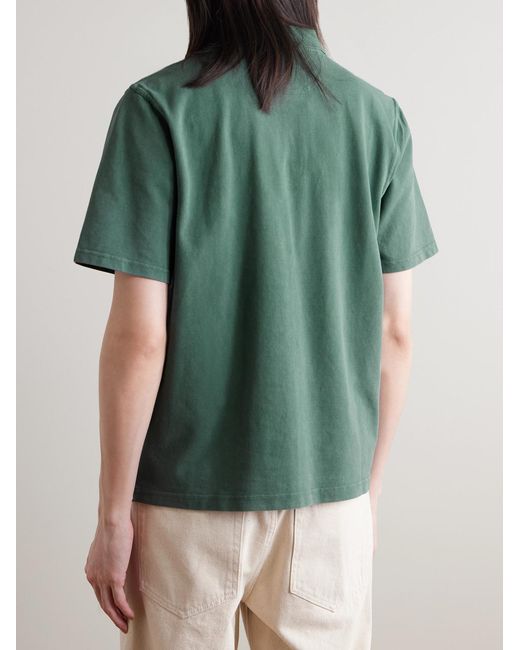 Corridor NYC Green Garment-Dyed Cotton-Piqué Polo Shirt for men