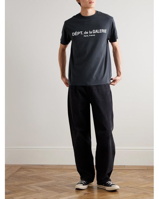 GALLERY DEPT. Blue French Lux Logo-Flocked Cotton-Jersey T-Shirt for men