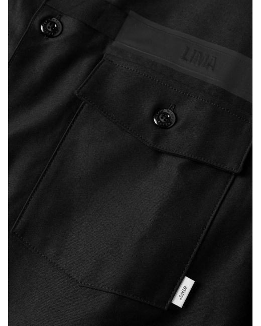Overshirt in cotone con logo ricamato e finiture in fettuccia di (w)taps in Black da Uomo