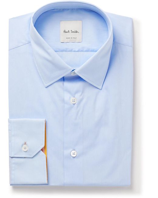 Paul Smith Blue Slim-fit Cotton-blend Poplin Shirt for men
