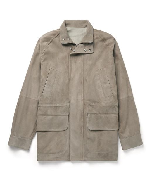 STÒFFA Gray Traveller Suede Jacket for men