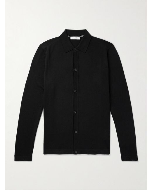 Mr P. Black Frank Merino Wool Cardigan for men