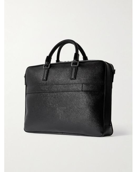 Serapian Black Evoluzione Cross-Grain Leather Briefcase for men