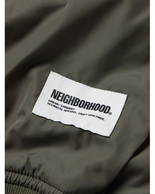 Neighborhood Green Logo-Appliquéd Nylon Bomber Jacket for men